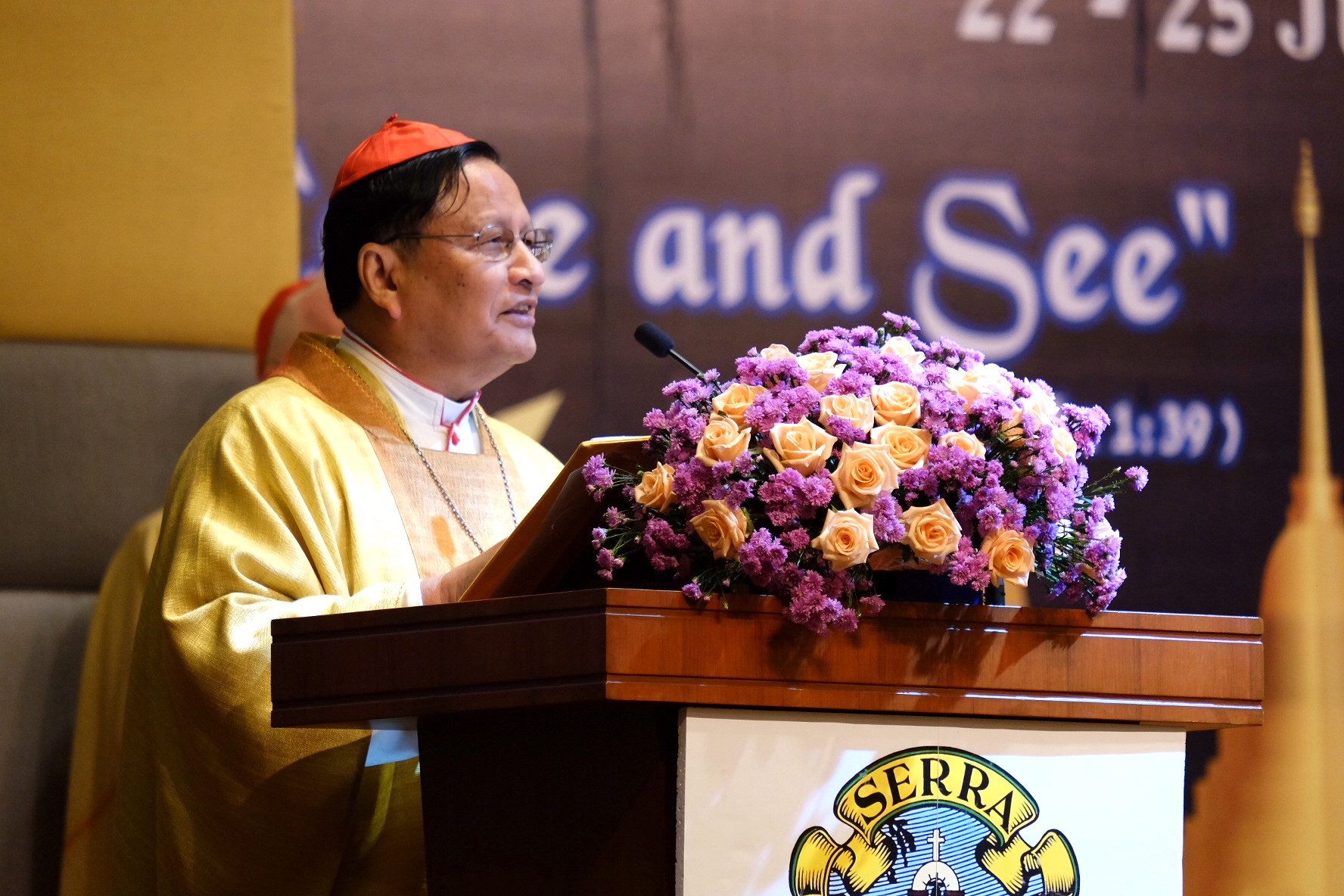 Cardinal Charles Maung Bo, President of the Federation of Asian Bishops' Conferences (FABC) presides over the opening Mass at SERRA 80th International Convention, Chiang Mai, Thailand