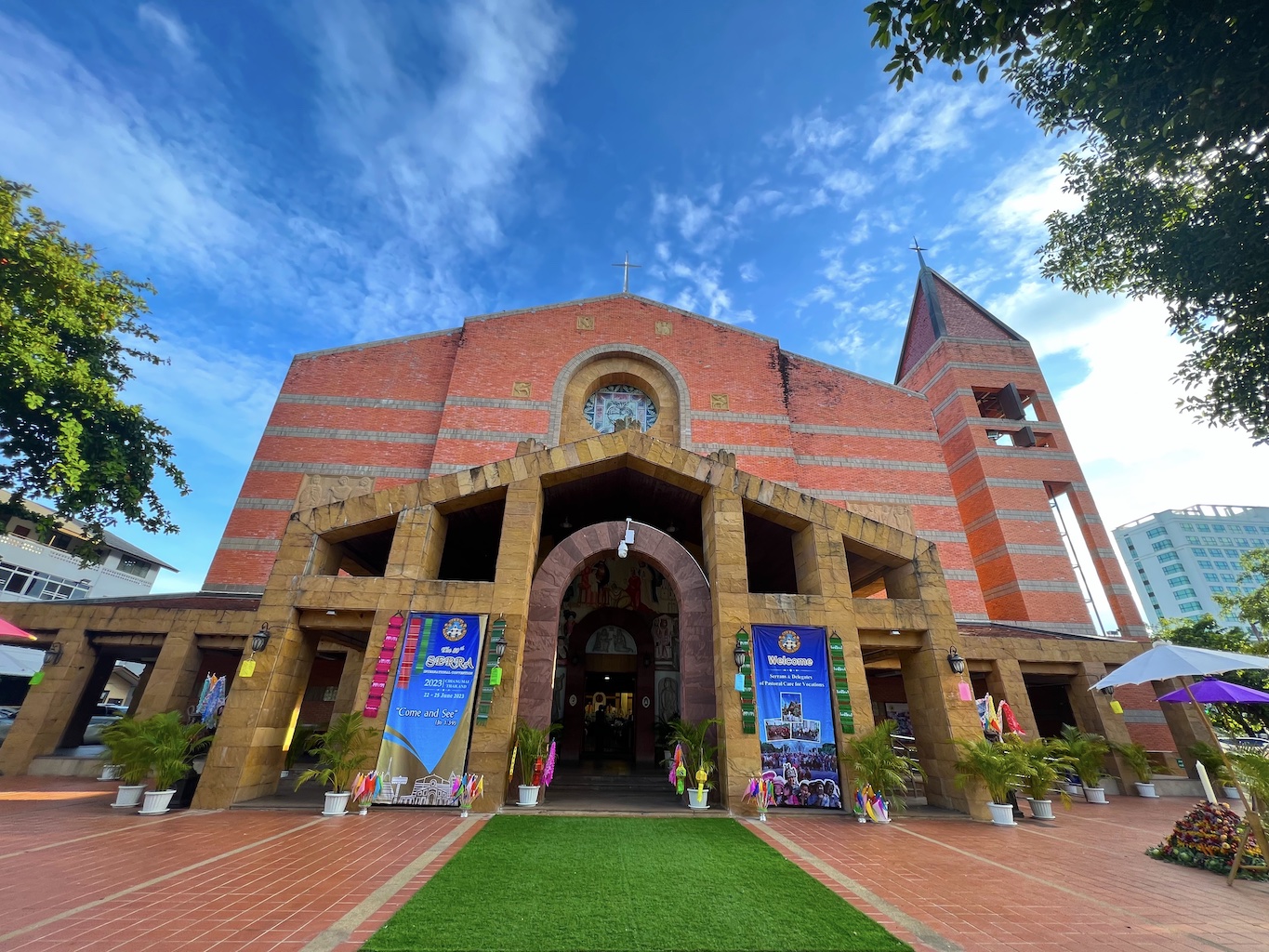 Exterior of the Cathedral of the Sacred Heart of Jesus in Chiang Mai, Thailand